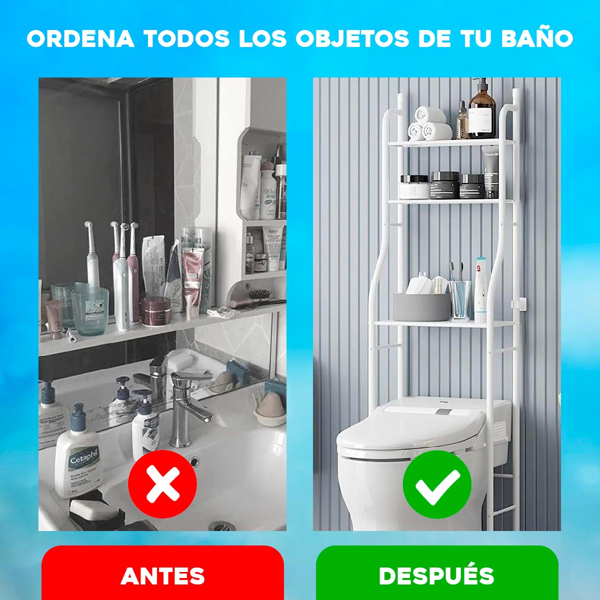 Miniatura 2 de Organizador Baño Estante Inodoro 8813